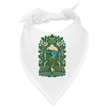 Irland | Kleeblatt, Harfe & Kelten - Bandana - Weiß - Vorne