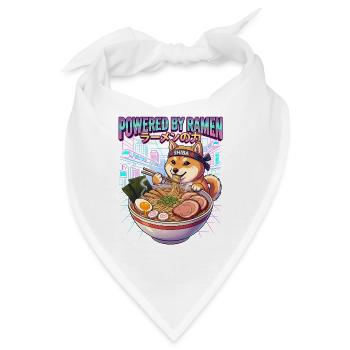 Powered by Ramen Shiba Cyberpunk Neon-Stadt Flair - Bandana - Weiß - Vorne