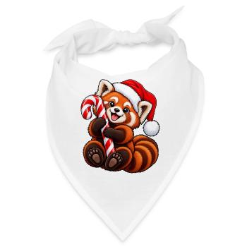 Roter Panda mit Weihnachtsmütze & Zucker - Bandana - Weiß - Vorne