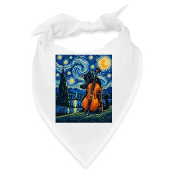 Sternennachtskatze spielt Cello – Cellist, Kunstliebhaber - Bandana - Weiß - Vorne