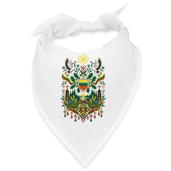 Litauen | Kraniche, Eichen & Volkskunst - Bandana - Weiß - Vorne