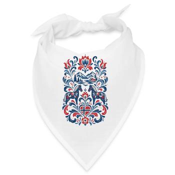 Norwegen | Fjord, Pferde & Volkskunst - Bandana - Weiß - Vorne