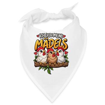 Hühner Ich liebe meine Mädels Hühnerstall - Bandana - Weiß - Vorne