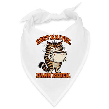 Erst Kaffee Dann Reden – Grumpy Katze - Bandana - Weiß - Vorne