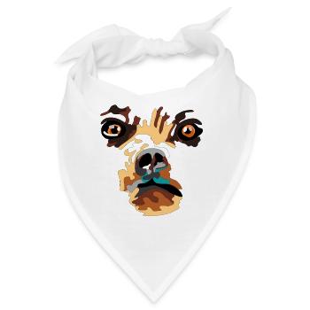 Patchwork Bär Gesicht Farbexplosion - Bandana - Weiß - Vorne