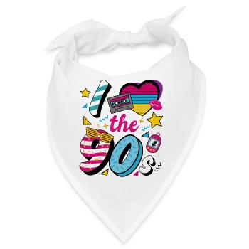 I Love the 90s Retro Nostalgie Party Spruch - Bandana - Weiß - Vorne