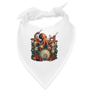 Oktopus Schlagzeuger Unterwasser Musik - Bandana - Weiß - Vorne
