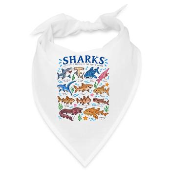 Haie Arten Lexikon Meeresbiologie Hai Illustration - Bandana - Weiß - Vorne