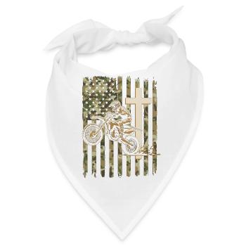 Patriotische Dirtbike-Tarnflagge - Bandana - Weiß - Vorne
