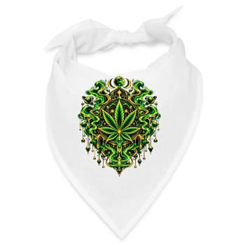 Grünes Cannabisblatt Mandala - Bandana - Weiß - Vorne