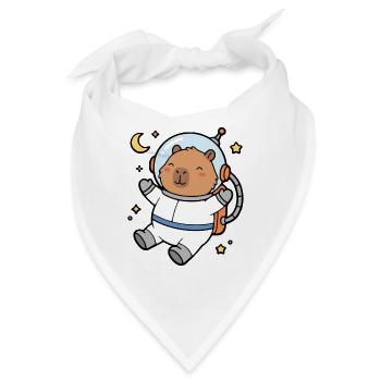 Niedliche Capybara-Astronautin schwebt im Weltraum - Bandana - Weiß - Vorne