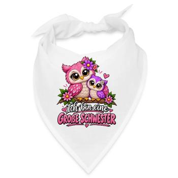 Süße Eule - Große Schwester Eule - Bandana - Weiß - Vorne
