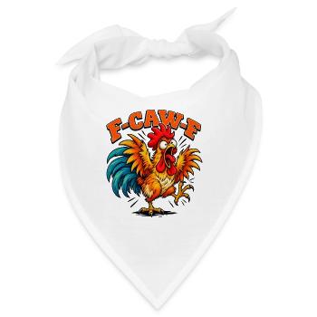 Funny F-CAW-F Crazy Rooster Retro Chicken - Bandana - Weiß - Vorne