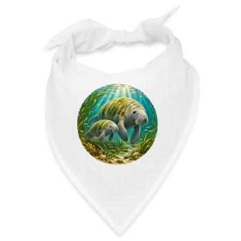 Manatee Mother and Calf Underwater  - Bandana - Weiß - Vorne