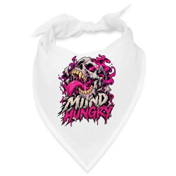 Mind Hunger Schädel in Pink Flammen - Bandana - Weiß - Vorne