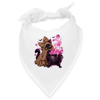 Leopardhexenkatze Pinkkessel - Bandana - Weiß - Vorne