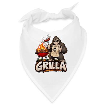 Grillen Grill-Gorilla Grilla Grillparty Sommer - Bandana - Weiß - Vorne