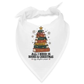 All I Need Is Books & Christmas – Lesemotiv - Bandana - Weiß - Vorne