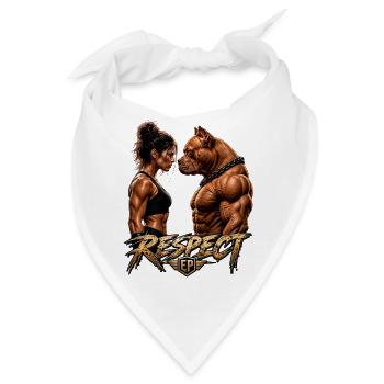 RESPEKT – Frau und Pitbull: Stärke und Respekt - Bandana - Weiß - Vorne