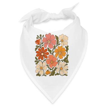 Retro Blumenmuster - Bandana - Weiß - Vorne