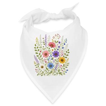 Farbenfroher Wildblumenstrauss - Bandana - Weiß - Vorne