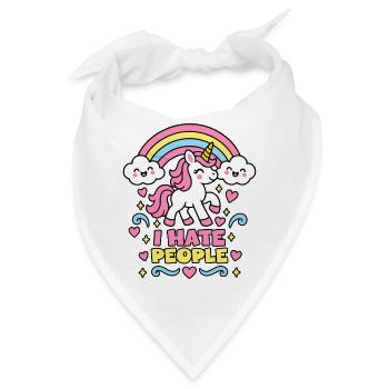 I Hate People – Einhorn Regenbogen - Bandana - Weiß - Vorne
