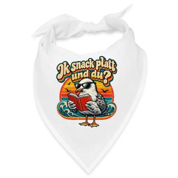 Ik snack platt und du? Möwe mit Buch plattdeutsch  - Bandana - Weiß - Vorne