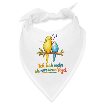 Zwei Vögel singen Liebe - ein Vogel in love  - Bandana - Weiß - Vorne