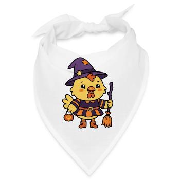 Niedliche Huhn-Hexe Halloween-Magie-Henne - Bandana - Weiß - Vorne