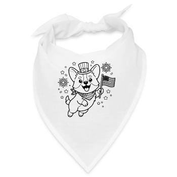 Niedlicher Corgi mit der USA-Flagge Patriotischer Hund - Bandana - Weiß - Vorne