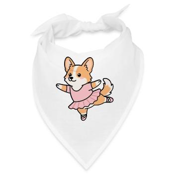 Niedliches Corgi-Ballett, Ballerina, lustiger Hund, Tanzkunst - Bandana - Weiß - Vorne