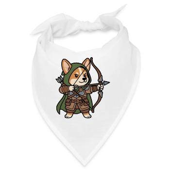 Niedlicher Corgi-Bogenschütze-RPG Fantasy-Gamer-Hund - Bandana - Weiß - Vorne
