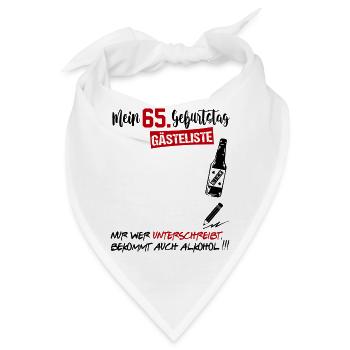 Gästeliste Gästebuch 65 Jahre Alter Geburtstag - Bandana - Weiß - Vorne