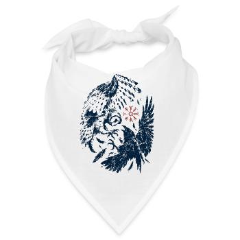 Nordische Mythologie Eule & Rabe - Bandana - Weiß - Vorne