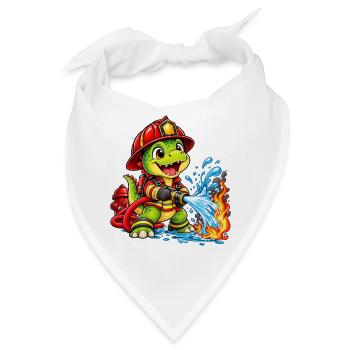 Feuerwehr Dinosaurier löscht Feuer für Kinder - Bandana - Weiß - Vorne