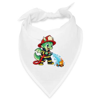 Feuerwehr Drache löscht Feuer - Bandana - Weiß - Vorne