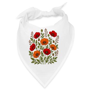 Red Orange Poppy Wildflowers Botanical Floral - Bandana - Weiß - Vorne