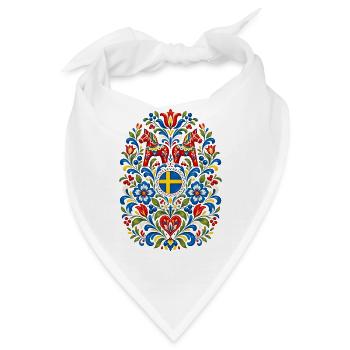 Schweden | Dalapferd & Volkskunst - Bandana - Weiß - Vorne