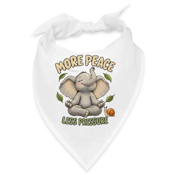 More Peace Less Pressure – Meditation Elefant - Bandana - Weiß - Vorne