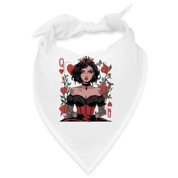 Gothic Königin Der Herzen Q Herz Rosen Spielkarten - Bandana - Weiß - Vorne