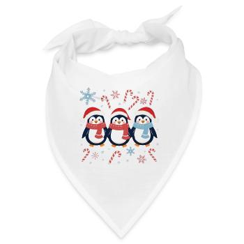 Drei Pinguine Weihnachten Süß - Bandana - Weiß - Vorne