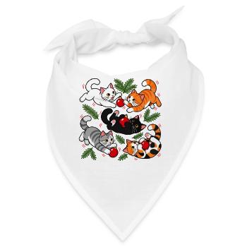 Weihnachtskatzen-Chaos - Bandana - Weiß - Vorne