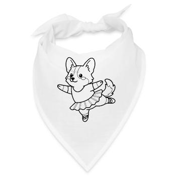 Süßes Corgi-Ballerina-Tanzen Süßes Hundeliebhaber-Geschenk - Bandana - Weiß - Vorne