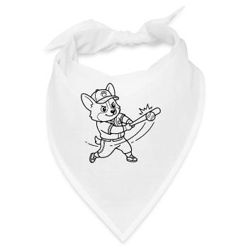 Niedlicher Corgi-Baseballspieler-Hund-Umriss - Bandana - Weiß - Vorne