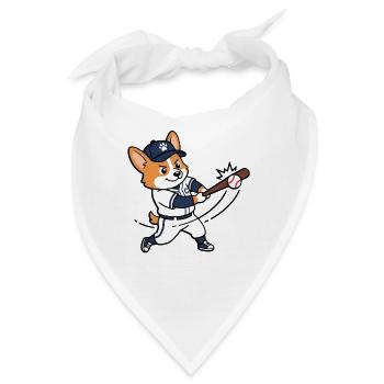 Süßer Corgi-Hund spielt Baseball, Sportliebhaber - Bandana - Weiß - Vorne