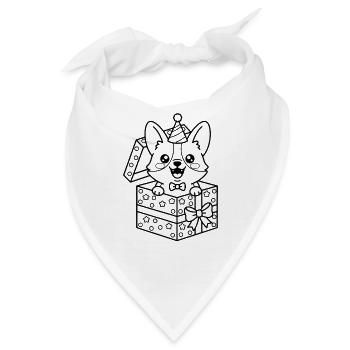 Überraschung süßer Corgi-Hund in Geburtstagsgeschenkbox - Bandana - Weiß - Vorne