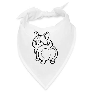 Niedliche Corgi-Po-Umrissung Lustige Hundeliebhaber-Ästhetik - Bandana - Weiß - Vorne