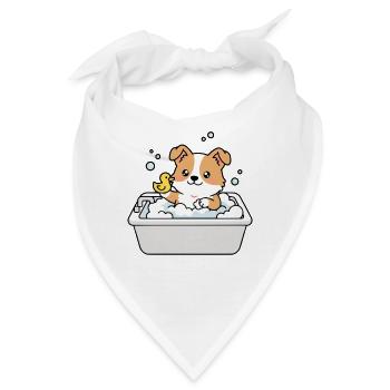 Süßer Corgi-Badezeit-Lustiger Hund - Bandana - Weiß - Vorne