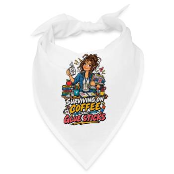 Kaffee und Klebstifte Überleben - Bandana - Weiß - Vorne