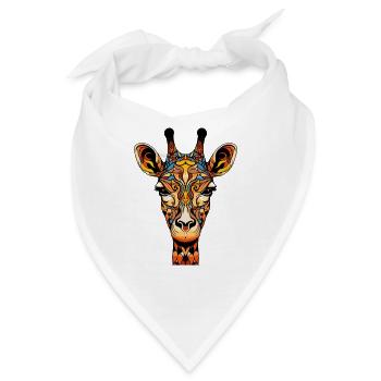 Giraffe Kopf Bunte Ornamente - Bandana - Weiß - Vorne